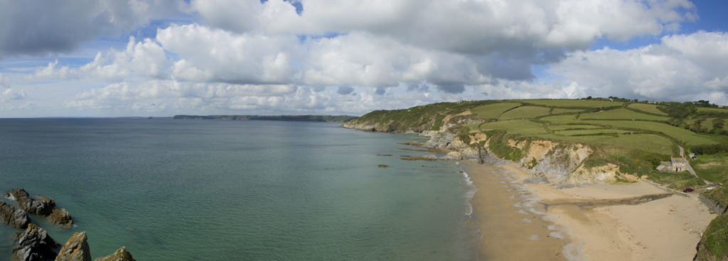 Panorama of the coast near Seaview Gorran Haven.