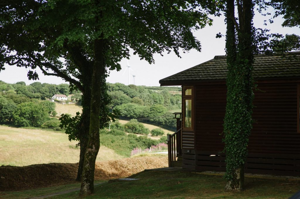 Juliots Well lodge looking out across the valley